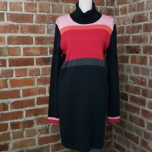 Free People Winter Break color block turtle neck long sleeve sweater dress Large